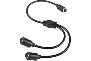 CERRXIAN 1.6FT/50CM S-Video 7 Pin Mini DIN Y Splitter Connector Cable 7 Pin S-Video Male Plug to Daul Female Sockets Extensio