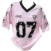 RoseSeek Girl's Jersey Y2K Oversized Graphic Number Print Tops V Neck Short Sleeve T Shirt Hip Pop Tee Streetwear
