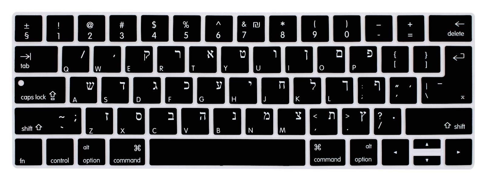 MMDW Hebrew Language Silicone Keyboard Cover for MacBook Pro 13 15 inch 2019 2018 2017 2016 with Touch Bar&Touch ID Model:A2159 A1989 A1706/A1990 A1707,USA and European Version