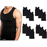Goyoma Multipacks Mens 100% Cotton Tank Top White/Black Wife Beater A-Shirt Undershirt