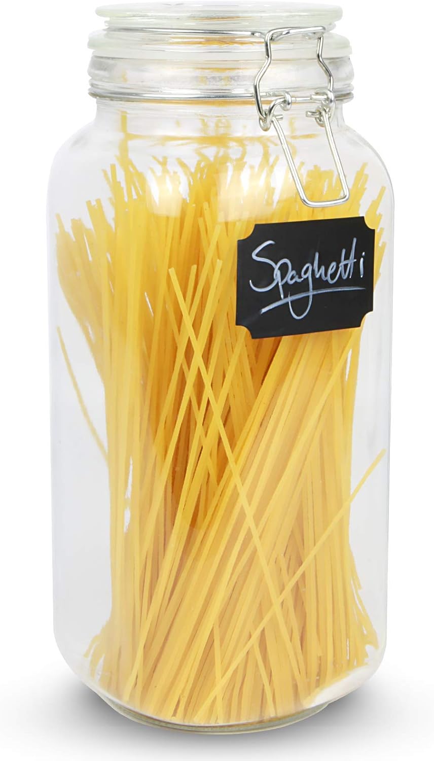 2.2L ClipTop Storage Jar Round Glass Airtight Vintage Tall Container