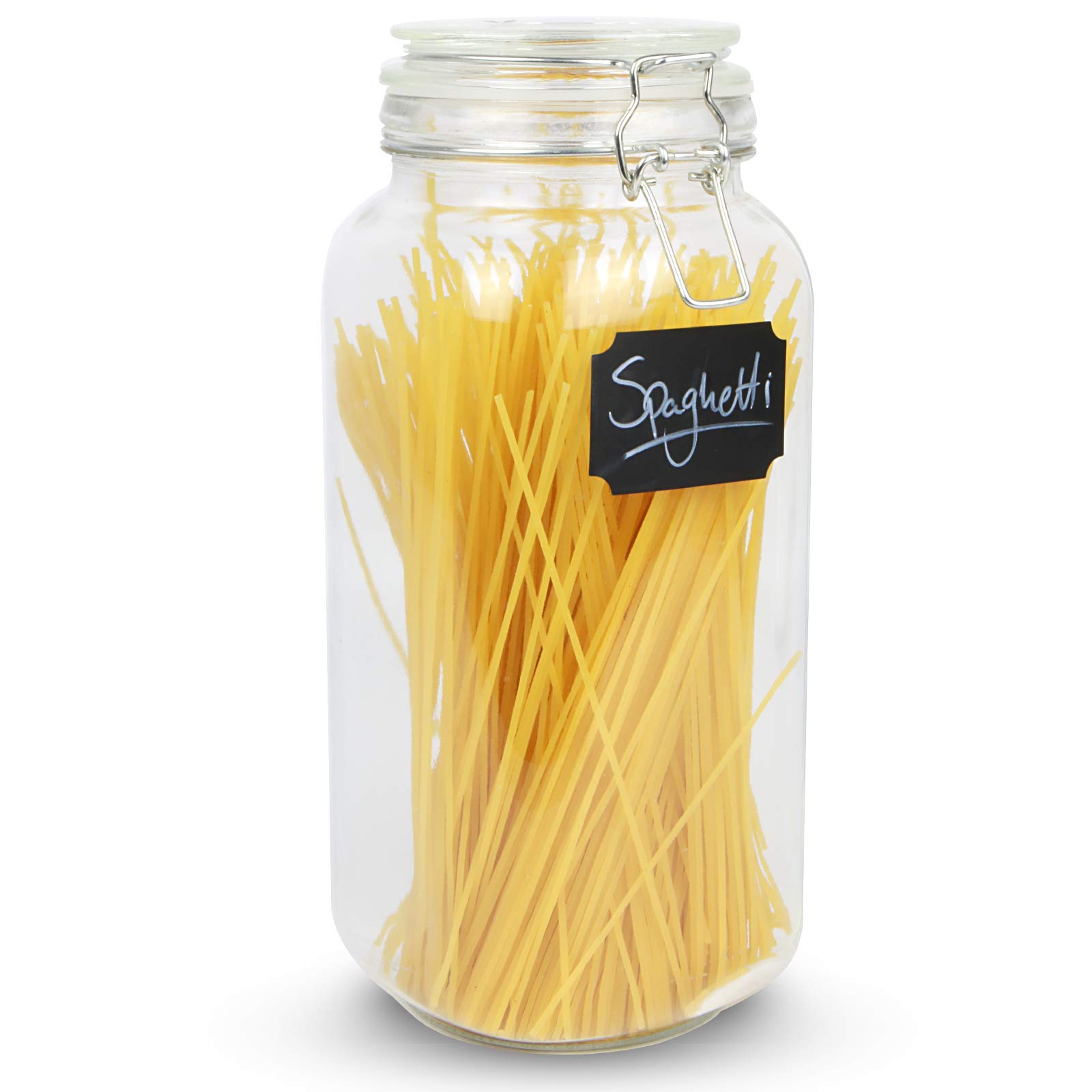 Maison & White 2.2L Clip-Top Glass Storage Jar | Airtight | Vintage Tall Container | Pasta Cereal Spaghetti | Dry Food Containers | M&W
