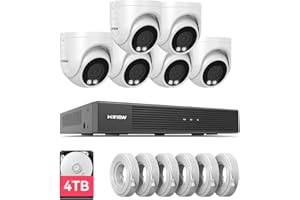 H.VIEW 4K/8.0 Megapixel PoE Outdoor Home Security Camera System Wired Outdoor Video Surveillance IP Cameras System，Ultra Wide-Angle &Audio，8CH NVR 4TB HDD