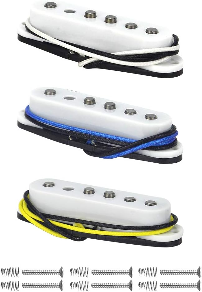 FLEOR Single Coil Pickup Alnico 5 ST Pickups Guitar Neck/Middle/Bridge Pickups Staggered for SQ ST Pickups Replacement White - Image 3