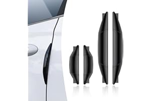 getfay Pack-4 Car Door Anti-Collision Strip, 5.7"/3.1" x 0.8" x 0.7" Hollow Buffer Shock-Absorbing Device, Side Grooves Closely Fit Decoration, Universal for Car Side Door Edge Protector (Black)