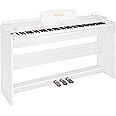 WENCAI 88 Key Fully Weighted Digital Piano Keyboard, 88 Keys Hammer Action Electric Pianos, Wooden Classic Upright Electronic Piano for Beginner, Professional, Midi Compatible, Triple Pedal (White)