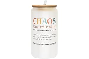 SUCHAGIFT Thank You Gifts for Women, Boss, Coworker, Manager, Her, Teacher - Chaos Coordinator Gifts - Boss Lady Gifts for Women, Coworker Gifts, Office Gifts - Christmas Gifts for Women - 16 Oz Can Glass