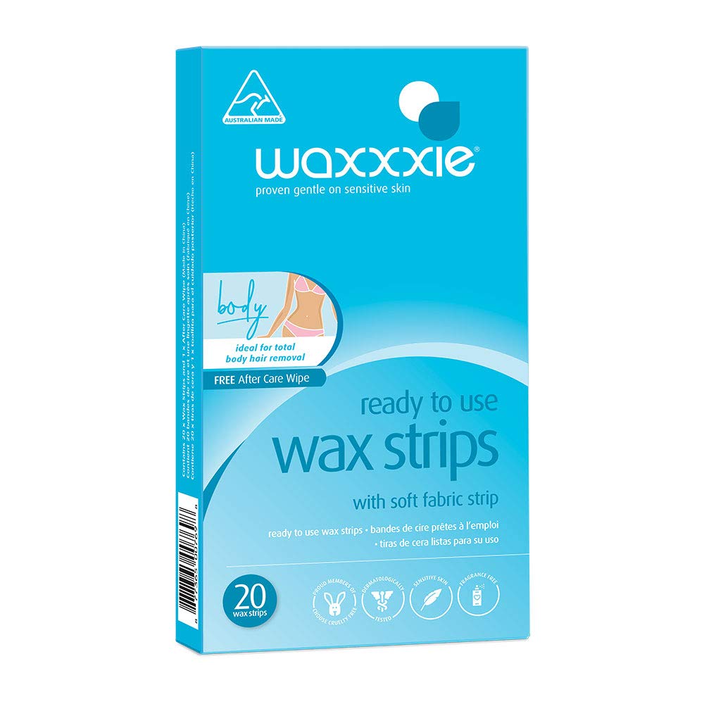 Waxxxie Ready To Use Body Strips 20pk Professional Large Pre Waxed Strips for Salon Quality Waxing from your Home