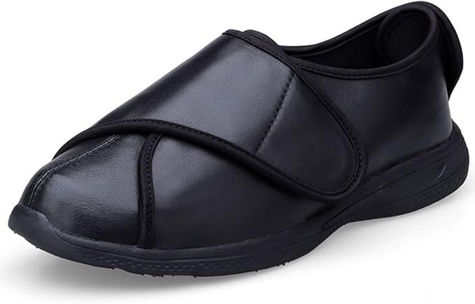 Puffy Shoes Diabetic Foot Deformed Shoes Soft Leather Widening Velcro