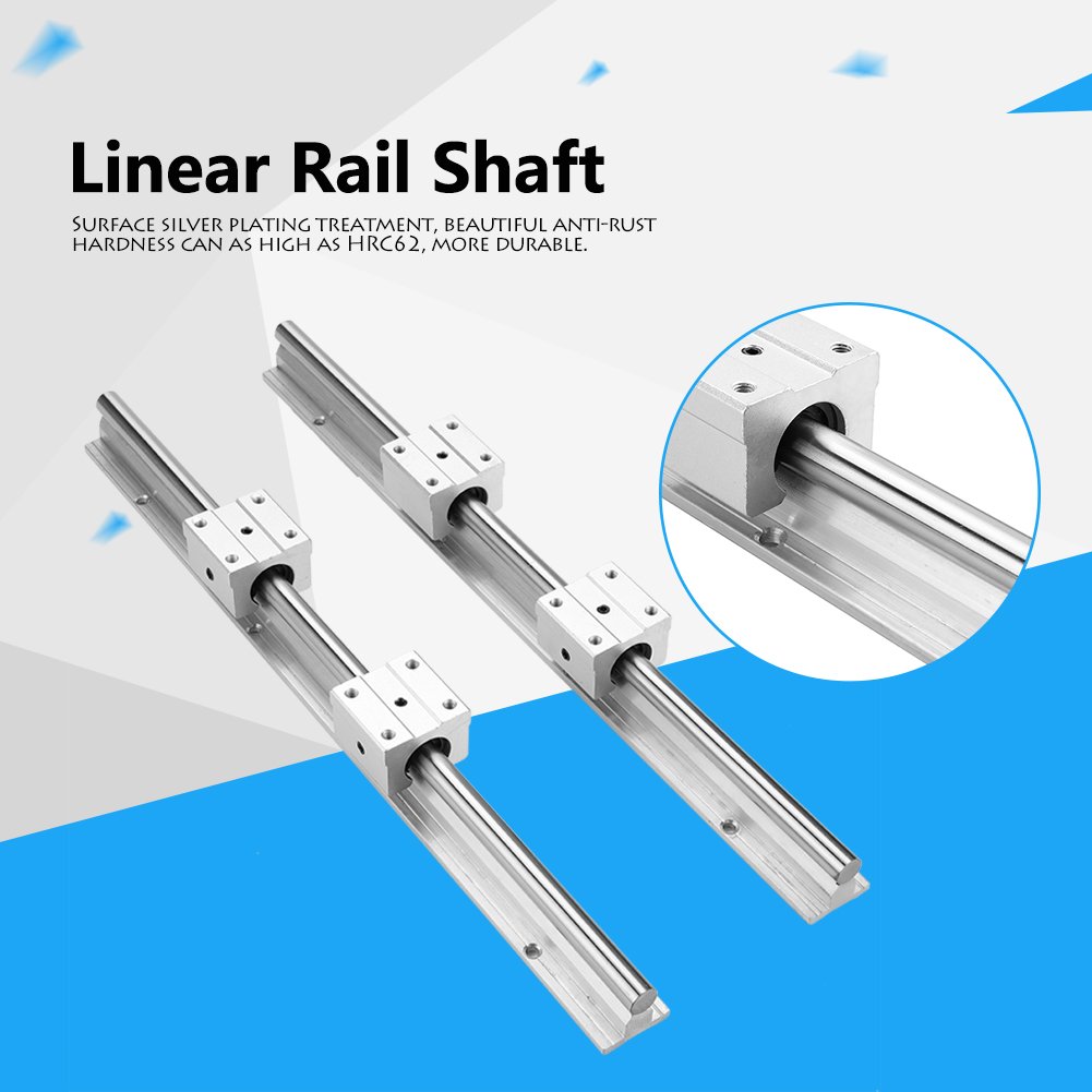 TOPINCN Linear Motion Ball Slide Units 2Pcs Sbr12-400Mm 12Mm Linear Slide Rail Shaft + 4Pcs Sbr12Uu Bearing Block - Image 4