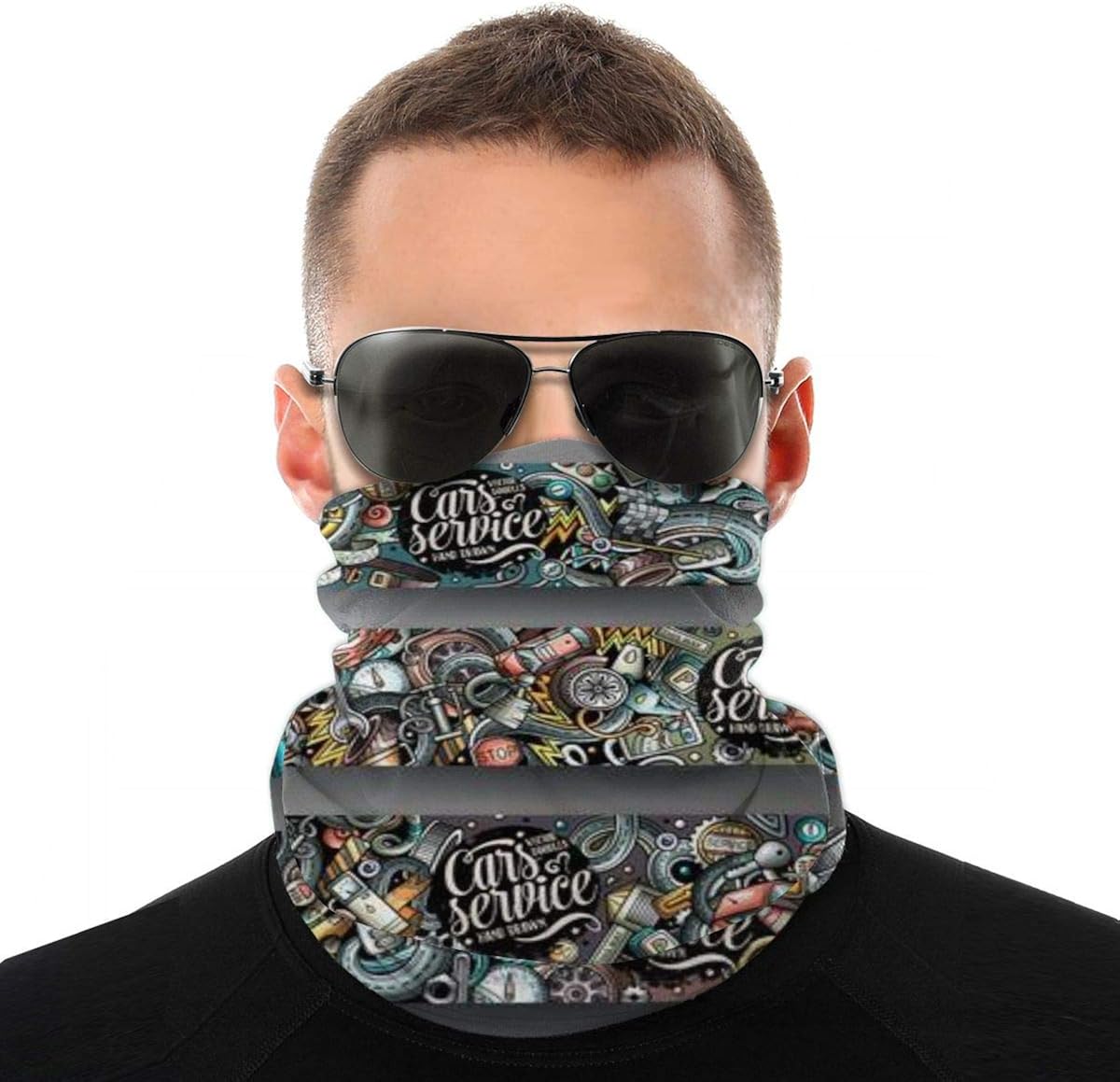 Bandanas Face Mask For Men Women AntiDust Colorful Doodles Automotive