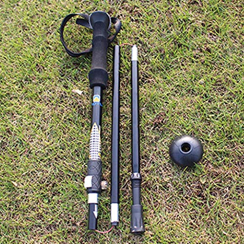 Ranoff Outdoor Winter Handle Ski Poles 5 Knots Aluminum Folding Mountaineering Crutch (Black)