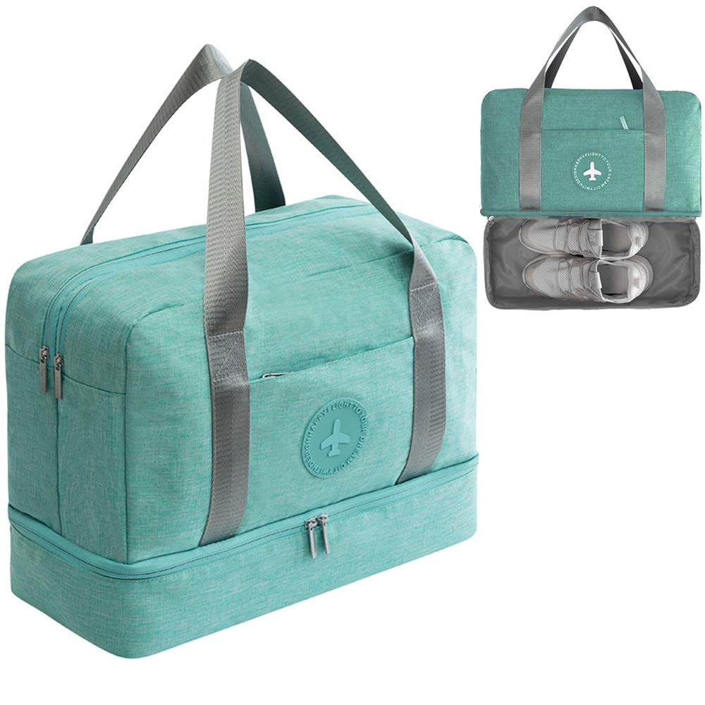 Kaxich Waterproof Gym Bag Duffle Bag Travel Overnight Bag Dry Wet Separation Weekender Handbag Sports Fitness Swim Tote Bag for Men Women (Green) 39 x 18 x 30cm/15.35'' x 7.08'' x 11.8''