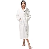 SIORO Womens Terry Cottton Long Cloth Robes, Hooded Plush Soft Absorbent Bathrobe, Full Length Spa Colth for Shower, Hot Tub