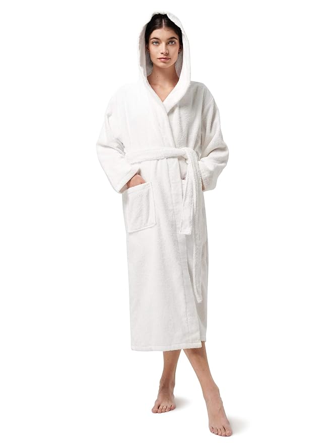 SIORO White Terry Cloth Robe for Women Warm Soft Long Bathrobe Fuzzy