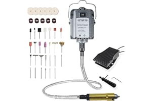 1200W 30000RPM Rotary Tool, Electric Flex Shaft Rotary Tool, Foot Pedal Control Electric Hanging Carver, Forward and Reverse 