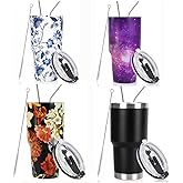 SYACOT 30oz Tumbler Double Wall Stainless Steel Vacuum Insulated Travel Mug with Splash-Proof Lid Metal Straw and Brush (Mixed Color-30oz)