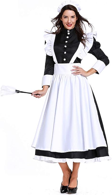 Amazon Co Jp 映画キャラクター家政婦服 メイド服 メイド服 黒と白のロングスカート 同じスタイル 仮装パーティークラブカーニバルグラプラスサイズ3xl Xxxl ホーム キッチン