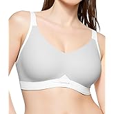 COMFELIE Seamless Wireless Bra for Busty Women No Underwire Lightly Lined Deep V T-Shirt Bralette Underarm-Smoothing