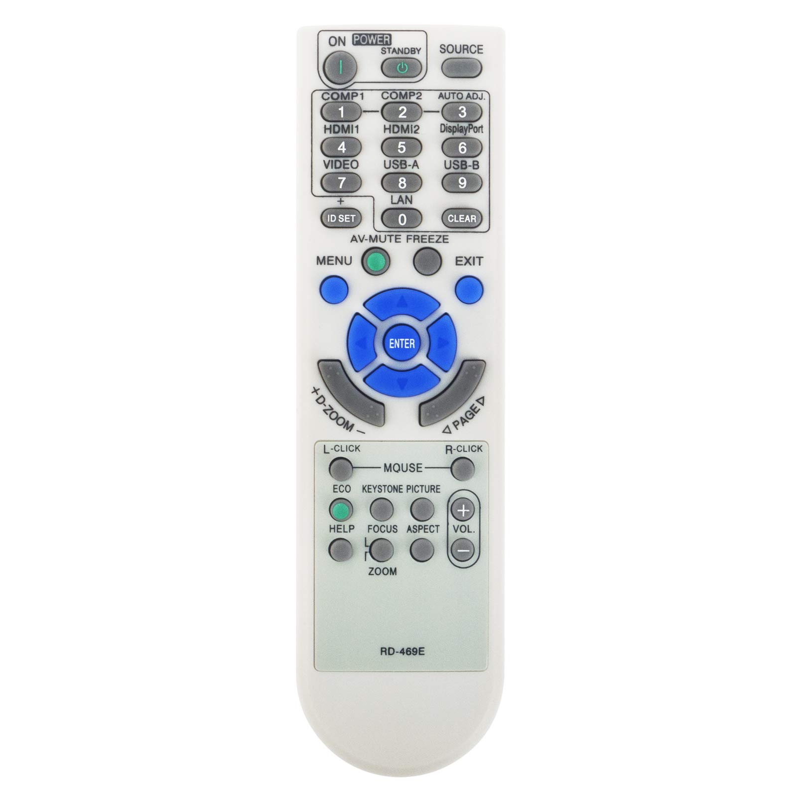 VINABTY RD-469E Replacement Remote Control for Projectors NEC 7N901053 RMT-PJ36 M322H M352WS M353WS M362W M402WG M402X M403H M403W M403WG M403X ME331W NP-M403X NP-ME331W NP-ME331X NP-UM301X NP-UM301Xi
