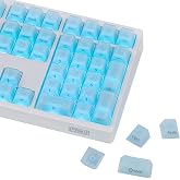 EPOMAKER Frost Jelly Keycaps Set, 126 Keys Forged Carbon Fiber Keycaps | Cherry Profile, ABS+PC, MX-Style Compatible for 61/68/84/87/98/100/104/108 ANSI Layout Mechanical Gaming Keyboards (Blue)
