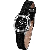 JewelryWe Women Leather Watches Small Square Analog Quartz Watch Simple Elegant Casual Dress Watch for Valentine's Day