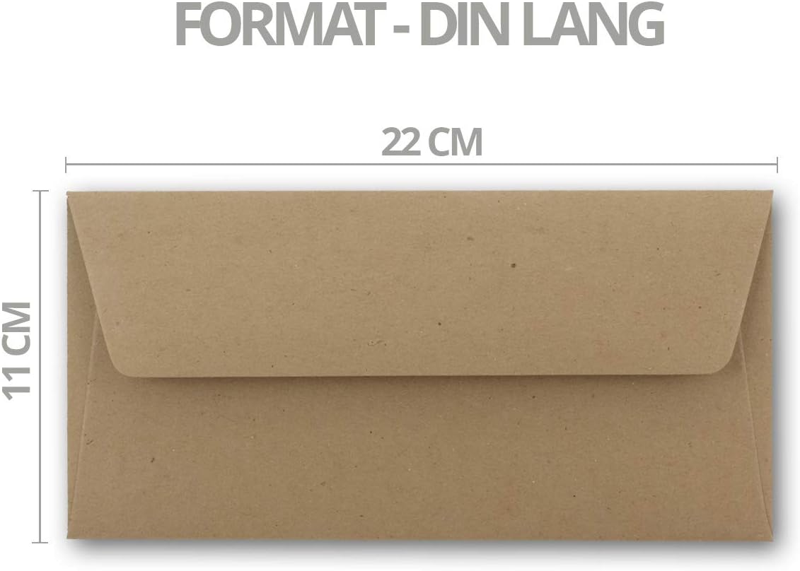Neuser Ecological Kraft Paper Card and Envelope Set Sand Brown - 30 75 Umschläge 02 DIN Lang-Umschläge-Haftklebung - Image 4