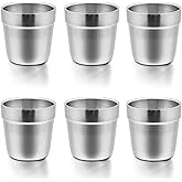 E-far Cups for Toddlers Kids, 6 Ounce Stainless Steel Insulated Tumblers for Children Preschoolers, Training & Transition, Double Wall & Shatterproof, Mirror Polished & Dishwasher Safe - 6 Pack