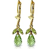Galaxy Gold GG 14k Solid Gold Leverback Earrings with Natural Peridots