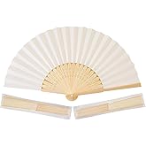 50pcs Cream-Coloured Paper Hand Fan Bamboo Folding fan Handheld Paper Fan | Paper Folded Fan for Wedding Party and Home Decoration