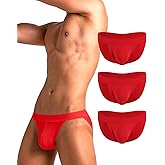 PAIZH Men's Sexy Ice Silk Bikini Briefs Bulge Pouch Ultra-Soft Low Rise Underwear 3 Pack