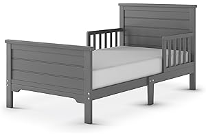 Child Craft Woodland Flat Top Toddler Bed for Kids with Guard Rails, Low to Ground Design, Made of Pinewood, Featuring Clean Lines to Match Any Décor (Brushed Pebble)