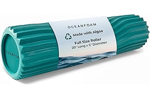 Oceanfoam Tidal Roller - Muscle Massage Foam Roller for Back Pain & Stretching - Ergonomic Wide Wave Textured - Yoga, Athletics, & Wellness - Full Size, 20" x 5" - Jade