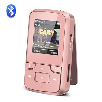 AGPTEK 8 GB Bluetooth 4.0 Clip Sport MP3-Player mit Kopfhörer, unterstützt FM Radio Aufnahmen, mit Armband und Silikon Fall, 