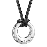 XIUDA Circle of Life Eternity Urn Necklace for Men Women Stainless Steel Cremation Jewelry for Ashes Memorial Pendant Ash Keepsake