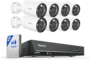 REOLINK 12MP Security Camera System Commercial, 8pcs H.265 12MP PoE Security Cameras Outdoor, Person Vehicle Pet Detection, Spotlight Color Night Vision, 16CH NVR 4TB HDD, RLK16-1200B8-A