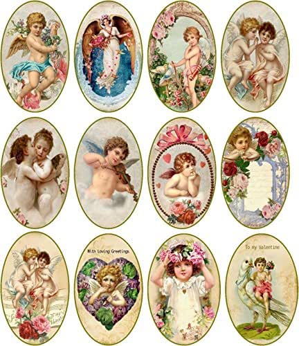 Amazon.com: Vintage inspired 12 large oval labels stickers glossy laminated cut ready to use ...