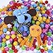 Blulu Glitter Poms Pompoms for Craft Making and Hobby Supplies 0.5 Inch, 500 Pieces, Assorted Colors