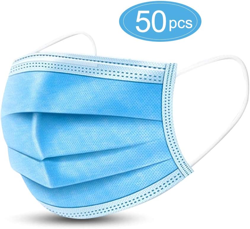 50 PCS Filter 3-ply Disposable Face Mask Anti Dust Breathable Earloop Mouth Mask Anti Spittle Eye Mask for Earloop