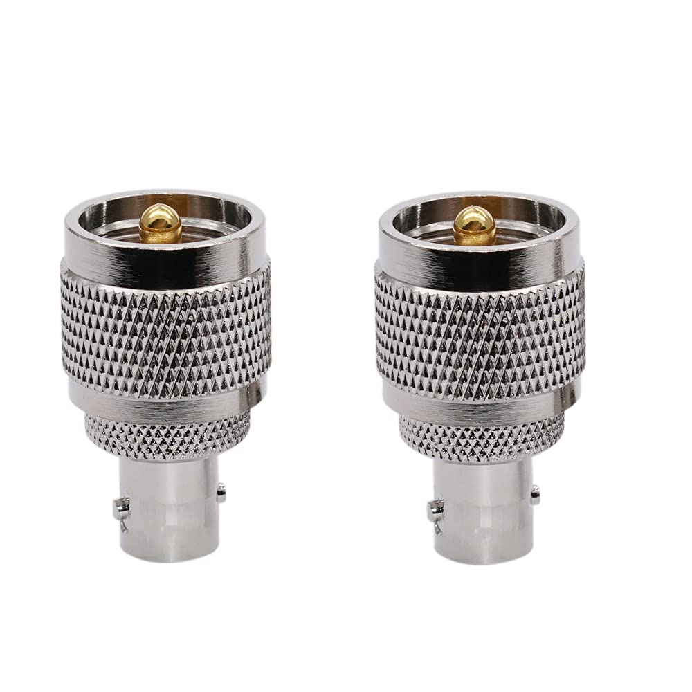 Fasizi 2Pcs BNC to UHF adapter RF connector short BNC female to PL259 male adapter