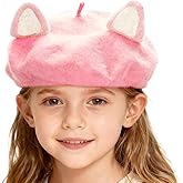 Kids Little Girls Cat Ears Wool Beret French Artist Hat Winter Baby Costume Kawaii Kitten Painter Beanies Cap