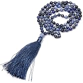 BALIBALI 6MM Mala Beads Necklace Natural Stone Meditation Statement Necklace Japa Yoga Rosary Prayer Charm Beaded Tassel Necklace