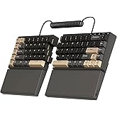 RK ROYAL KLUDGE S70 Ergonomic Split Keyboard, Linear Creamy Switch Black | Wireless RGB Mechanical Keyboard with Bluetooth/2.4G/Wired, 75% Hot Swappable Gaming w/Fixed Wrist Rest, PBT Keycaps, Win/Mac