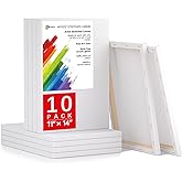 Simetufy 11x14 Inch Stretched Canvas, 10 Pack 100% Cotton Professional Blank Canvas for Painting Acrylic Paint or Oil, Pre-Primed