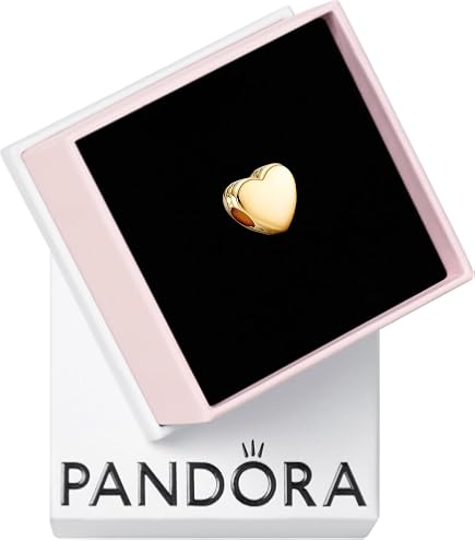 Amazon.com: PANDORA Domed Golden Heart Charm: Clothing, Shoes