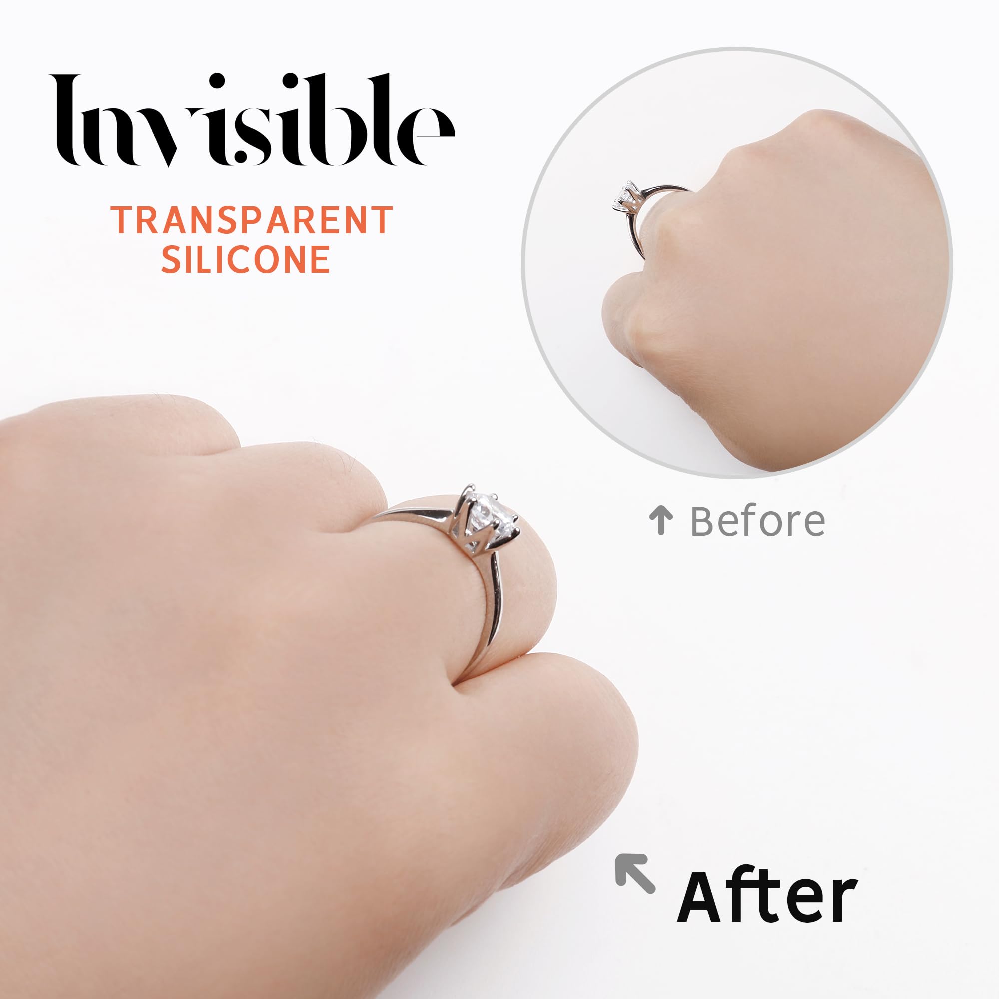 Ring Size Adjuster for Loose Rings,12 Pack-4 Sizes Invisible Transparent Silicone Guards Clip Jewelry Fitter Resizer,Fit Almost Any Ring for Women and Men