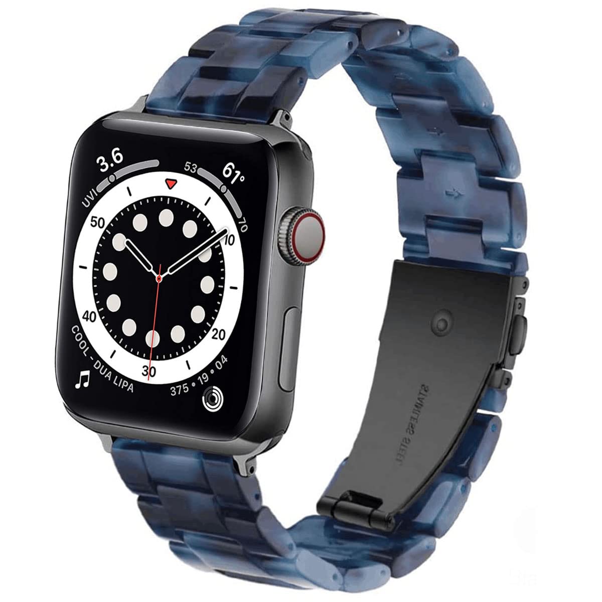 DEALELE Bands Compatible with Apple Watch 42mm 41mm 40mm 38mm, Colorful Resin Replacement Strap for iWatch Series 10/9 / 8/7 / SE / 6/5 / 4/3 Women Men, Ink blue