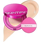 SKINTIFIC Pink Glow Cushion Foundation #00 Porcelain| Medium Coverage, Natural Dewy Glow Finish, Moisturizing for Dry Skin, Lightweight, Long-Lasting & Oxidation-Resistant