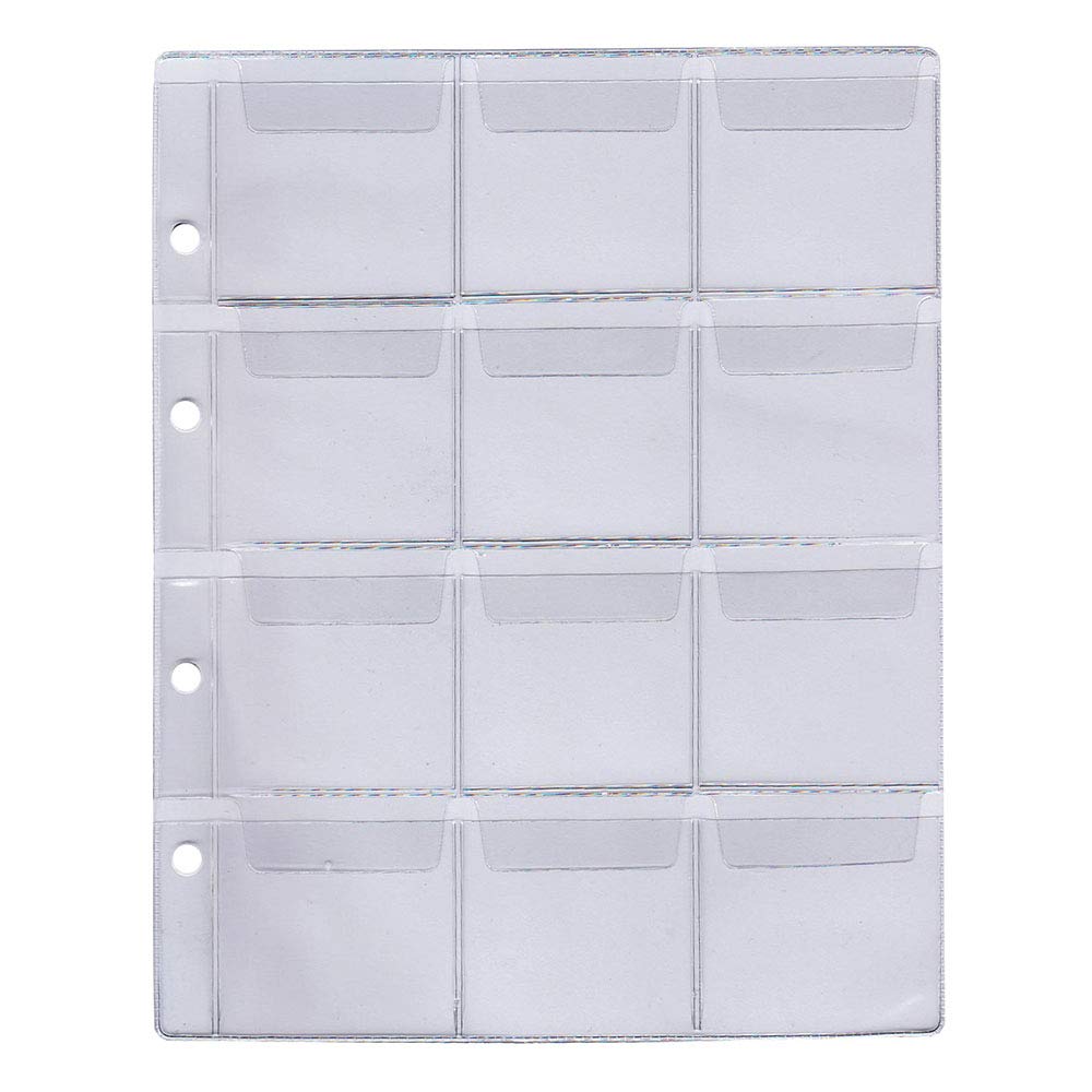 Larius Group Commemorative Coin Album Sheets with Various Sizes 12 compartments up to 58 mm Transparent