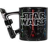 Silver Buffalo Star Wars Logo Ceramic Mug with Lightsaber Shaped Handle, 20 Ounces